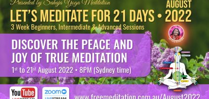 21 Day Meditation Course, 1st to 21st August 2022