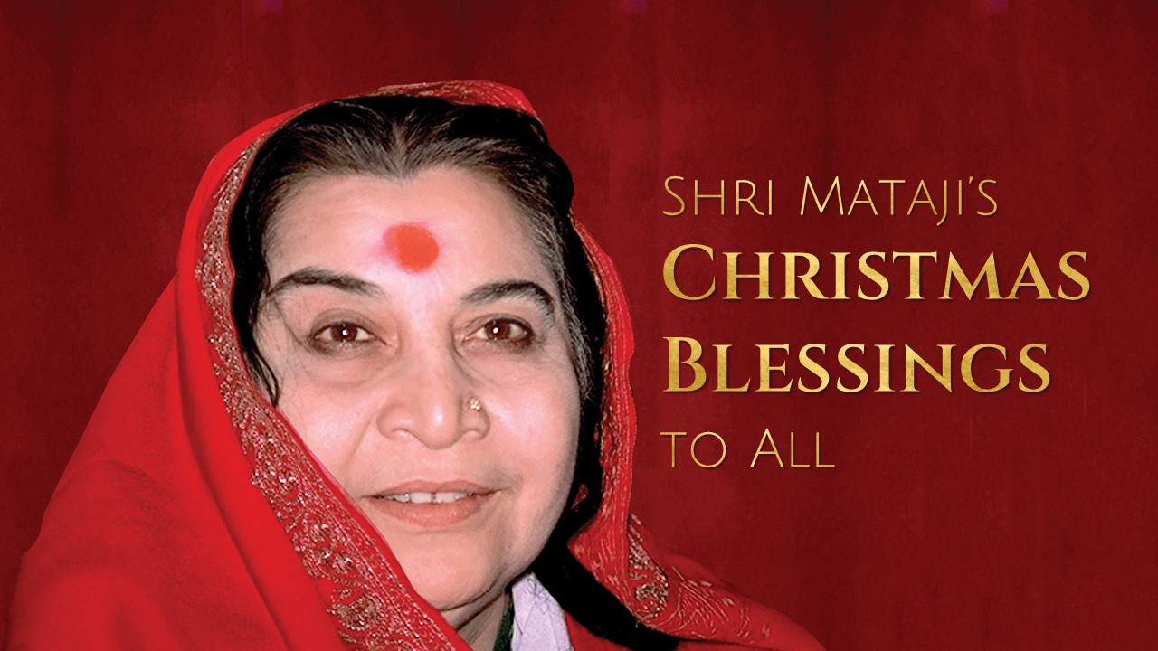 Shri Mataji Christmas Blessing Red Saree